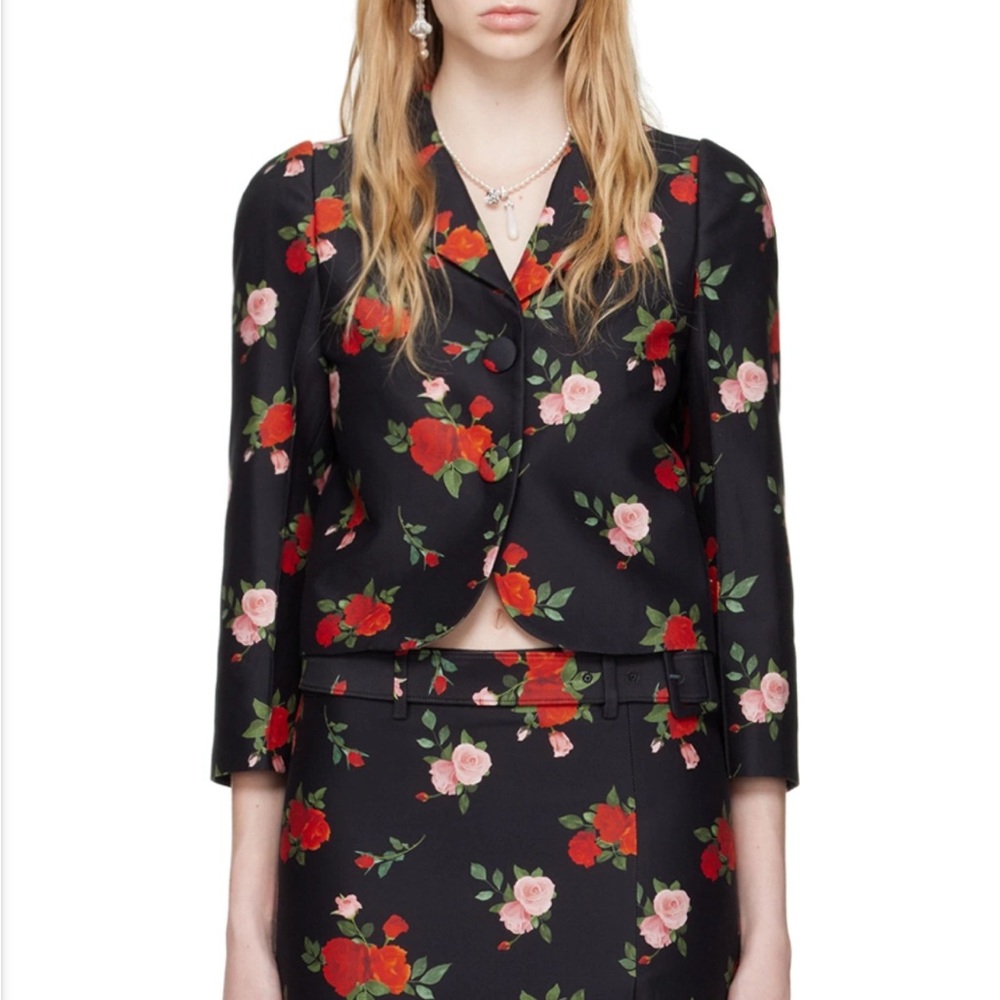 NWT Shushu/Tong Pink & Red Rose Floral Cropped Blazer, size 6